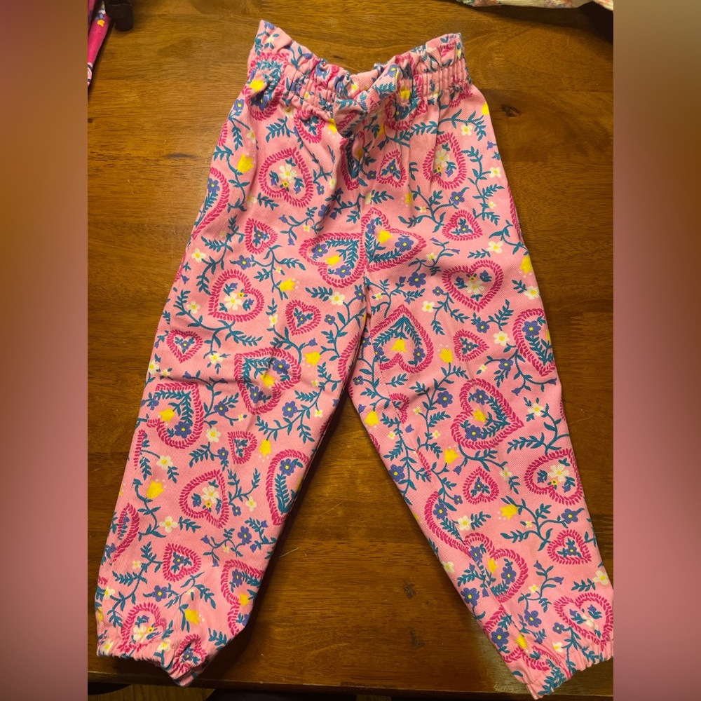 Vintage MADE IN USA Toddler Girls Pants Pink Hearts Floral size 3T